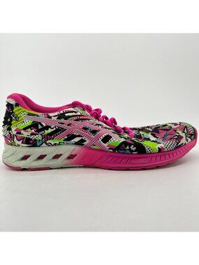 Asics FuzeX Womens Size 9 Pink Green Black Athletic Running Shoes Sneakers